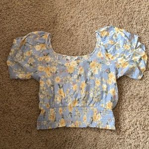 Hippie Rose Baby Blue Crop Top Flowy Sleeves Size Medium NWT